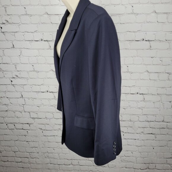 Talbots Blue Italian Wool Stretch 3 Button Peak Blazer USA Made Size 14 - Picture 14 of 16